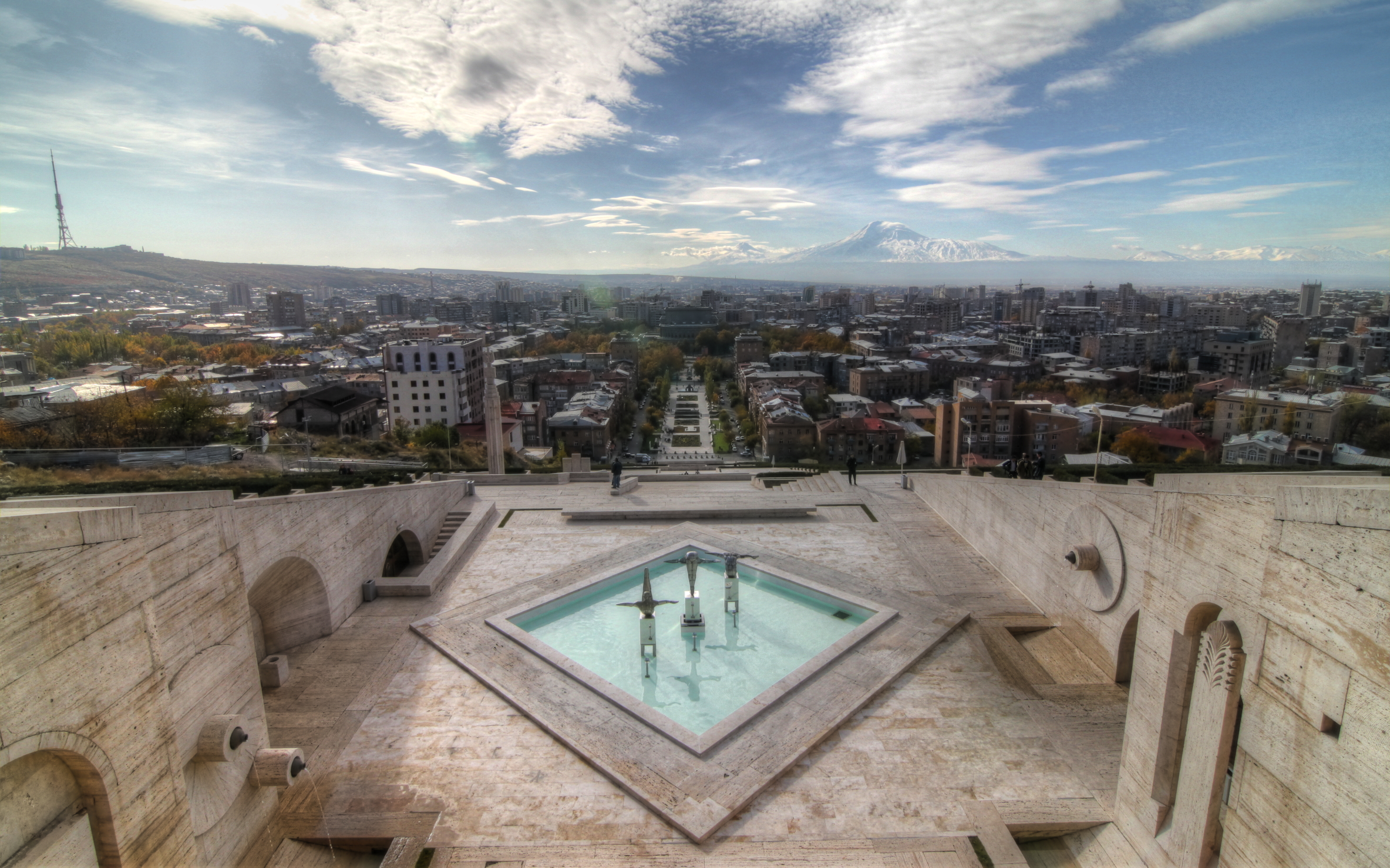 Yerevan skyline with Mount Ararat in Armenia