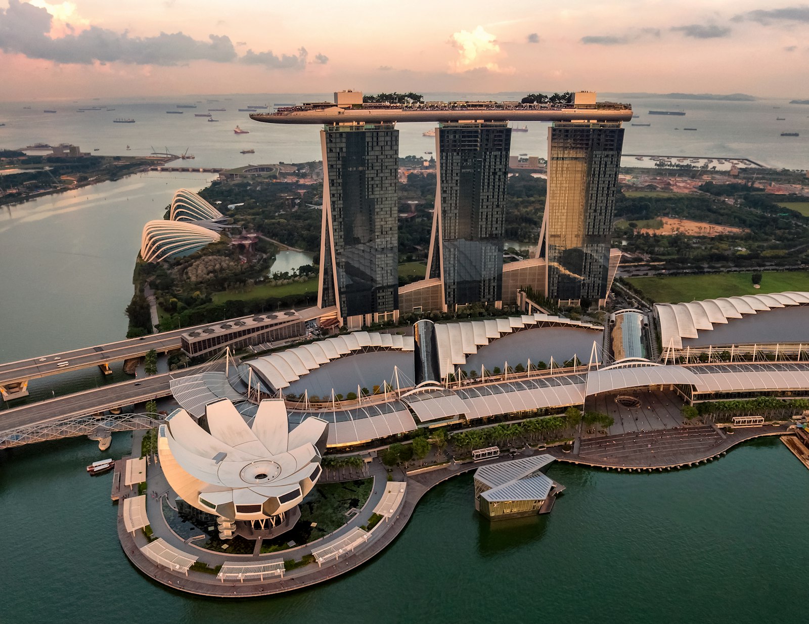 Marina Bay skyline in Singapore at night